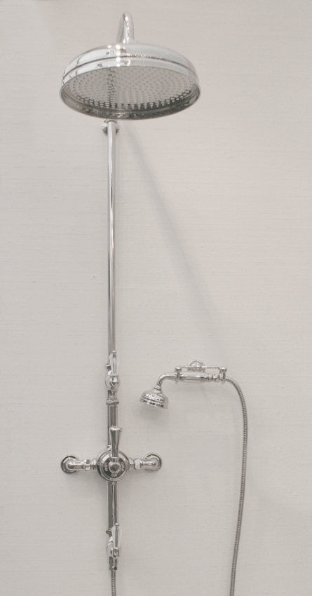 KN1820 BATH SHOWER MIXER 22MM RISER WITH 445 THROW AND 8 ROSE CRYSTAL LEVER HANDLE